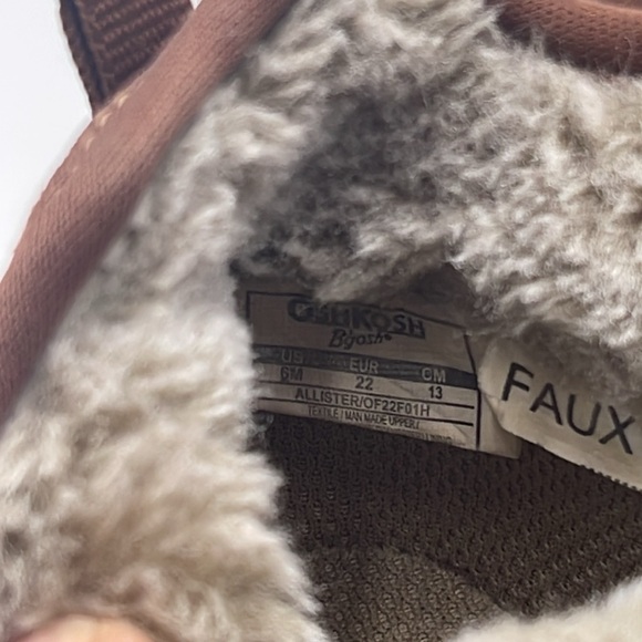 Oshkosh B’gosh shoes Toddler Faux Fur- Lined Recycled Boots Size  6, tan - Picture 8 of 11